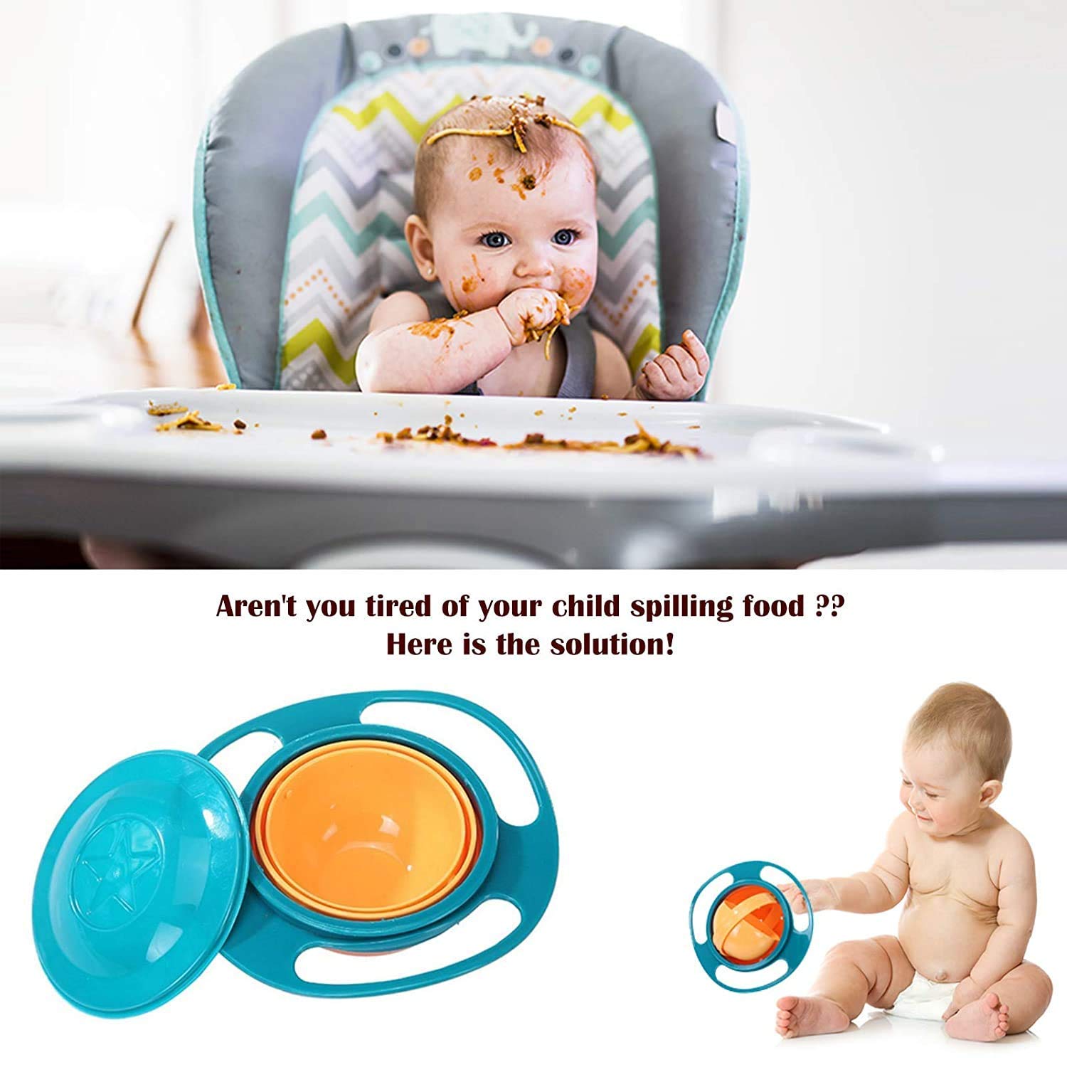 Practical rotating baby bowl for serving food, perfect for toddlers and young children. Practical rotating baby bowl for serving food, perfect for toddlers and young children.